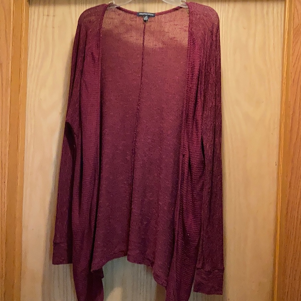 American Eagles burgundy knit shawl